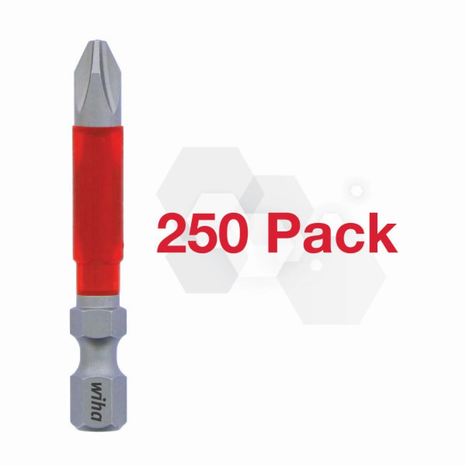 Wiha Tools 76591 Impact Power Bit Phillips #2, Pack of 250 Bits