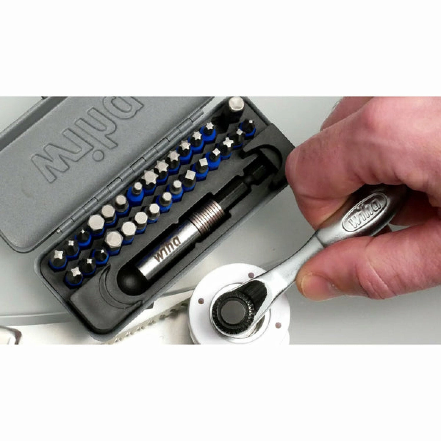 Wiha Tools 76889 32 Piece GoBox TerminatorBlue Impact Bit Set with Mini Ratchet
